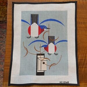 Charley Harper Needlepoint Canvas Bluebird Bungalow 17"x12" Design Hand Painted